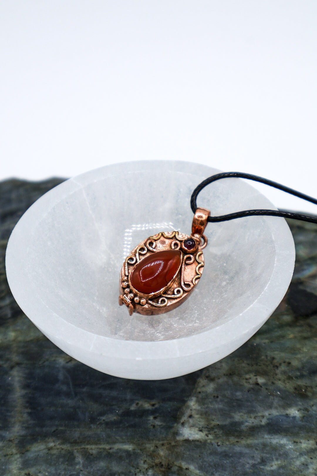 Copper Intention Necklace With Gemstone | Poison Locket Box Pendant or Cylinder
