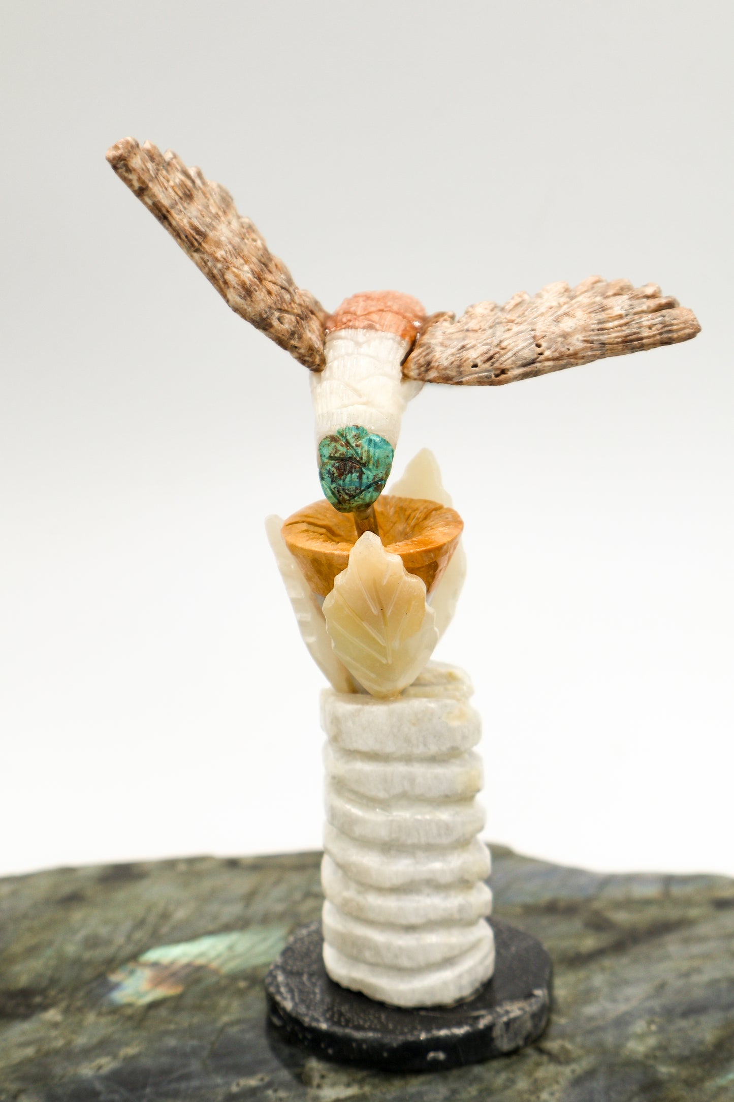 Carved Gemstone Hummingbird (two pieces)