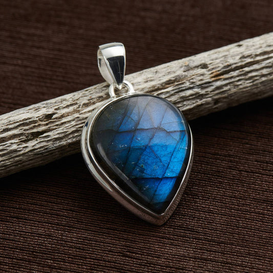 Blue Fire Labradorite Sterling Silver Pendant