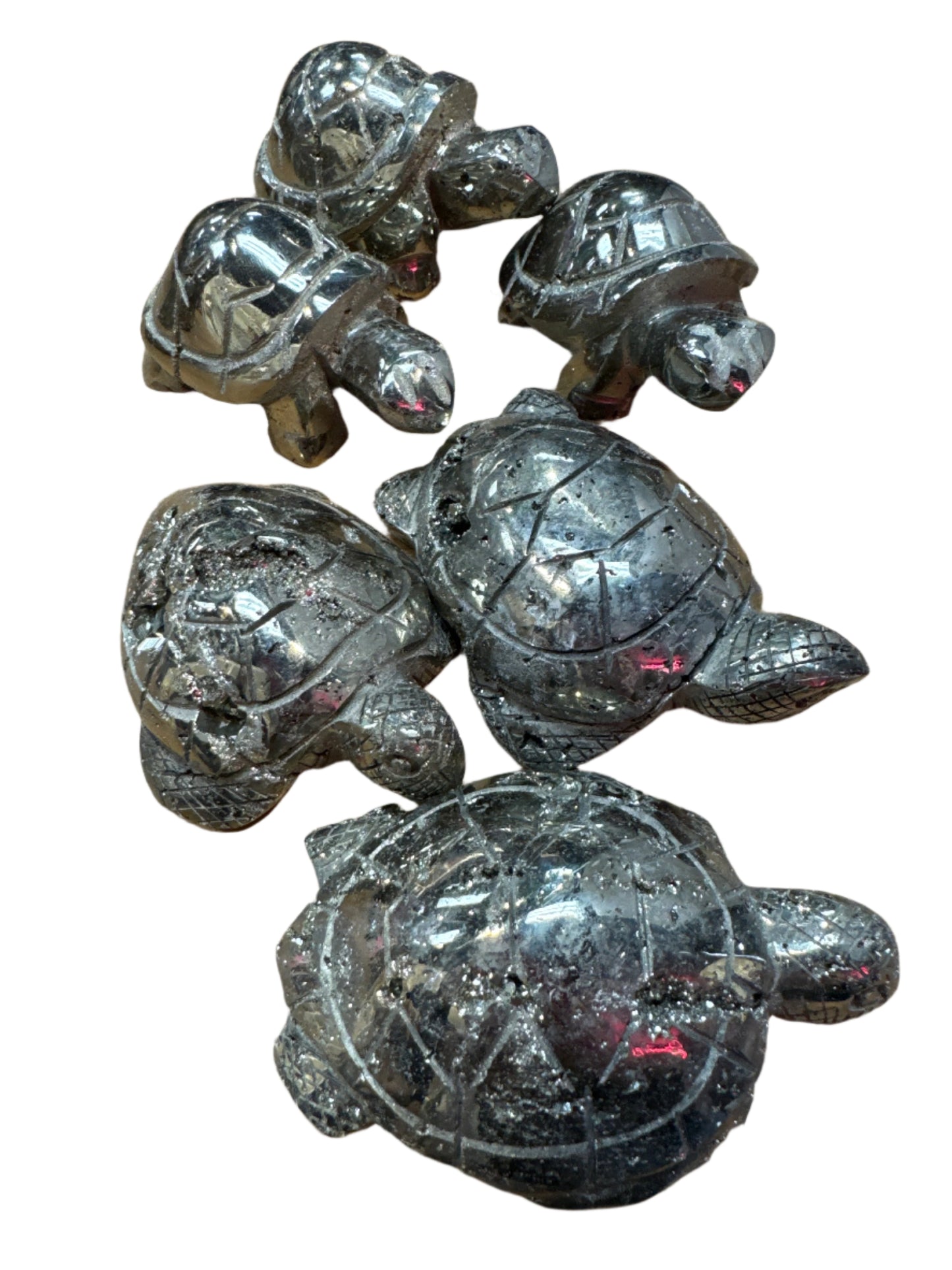 Hand Carved Pyrite Turtles