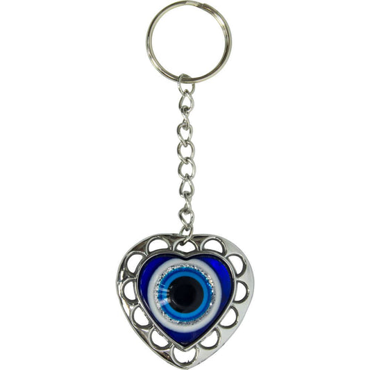 Puffed Heart Evil Eye Talisman Key Ring