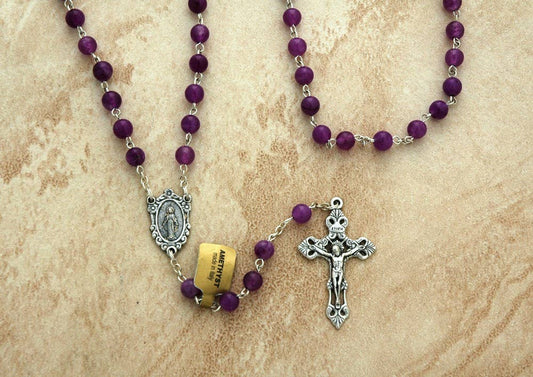 Italian Amethyst Prayer Beads Rosary Necklace