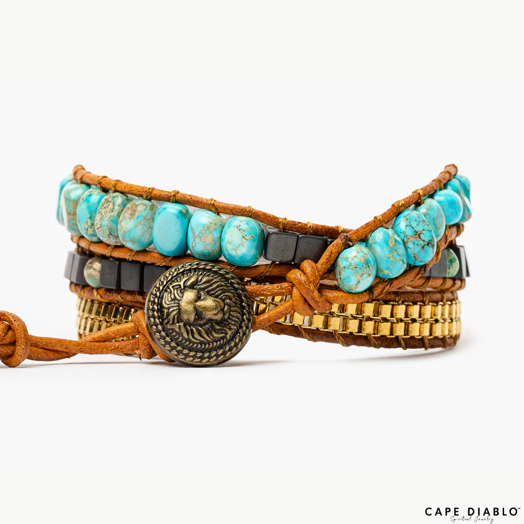 Turquoise Calming Energy Wrap Bracelet | Healing, Protection, Balance | Cape Diablo