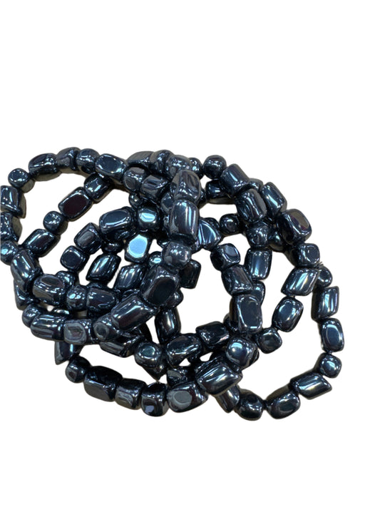 Hematite Semi Rough Bracelet Rectangular Beads (10mm)