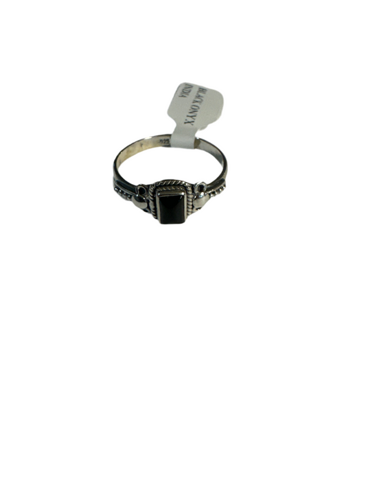 Black Onyx Size 9 Sterling Silver Ring