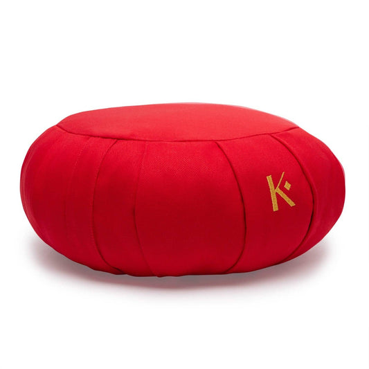 Meditation Pillow, Cushion - Zafu round red (cotton/kapok)