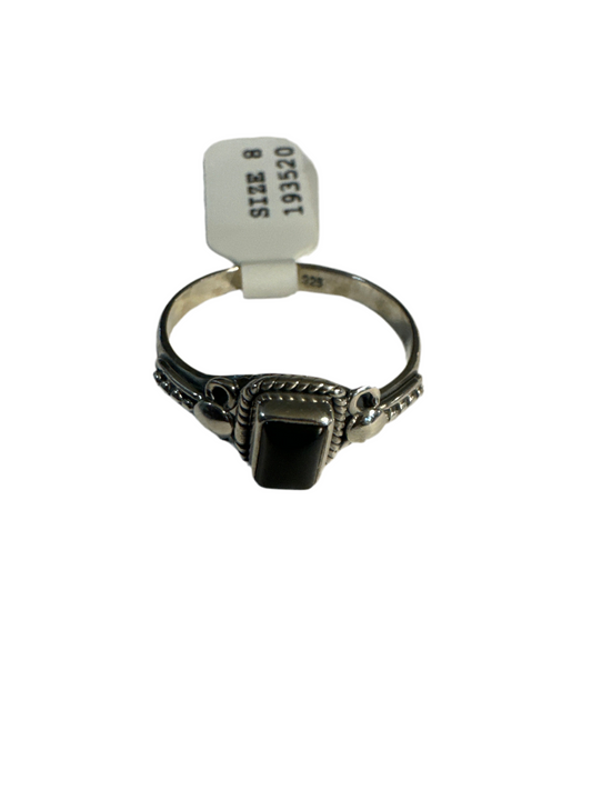 Black Onyx Size 8 Sterling Silver Ring