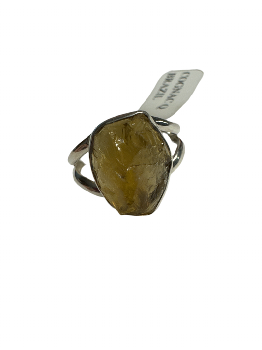 Cognac Quartz Ring Sterling Silver (Size 9)