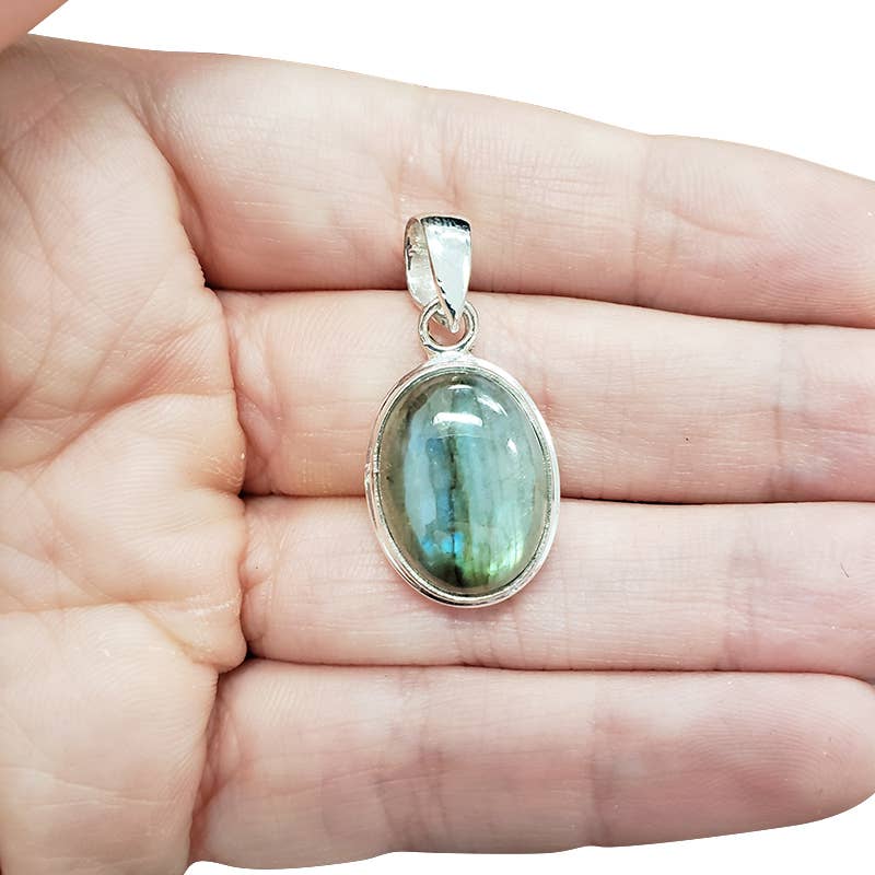 Oval Labradorite Sterling Silver Pendant