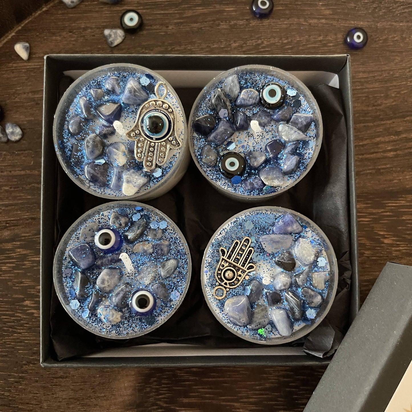 Evil Eye Tealight Crystal Candles