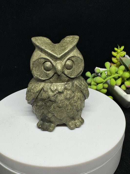 3" Pyrite Owl Statue