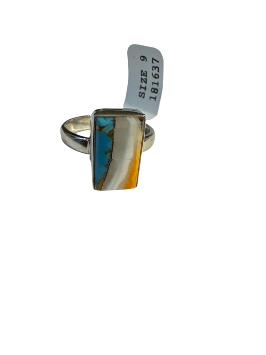 Spiny Oyster Arizona Turquoise Size 11 Sterling Silver Ring