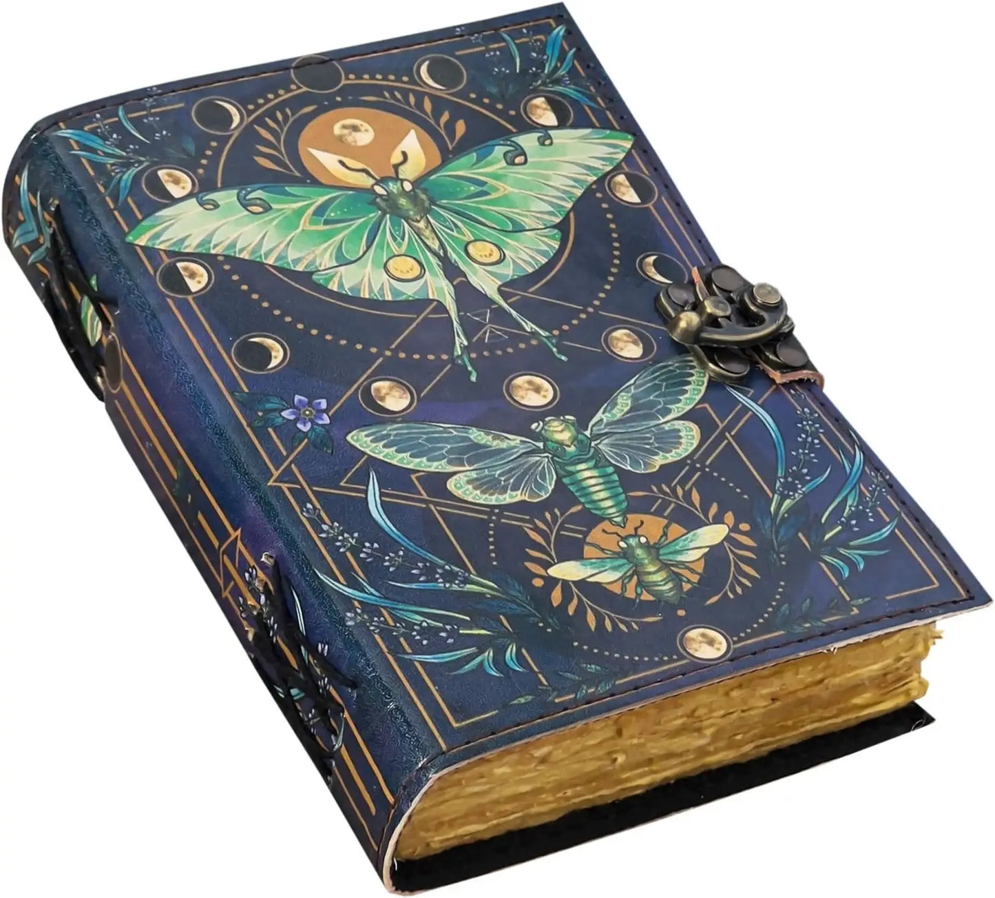 Vintage Style Leather Journal Notebook with Butterfly Print