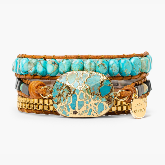 Turquoise Calming Energy Wrap Bracelet | Healing, Protection, Balance | Cape Diablo