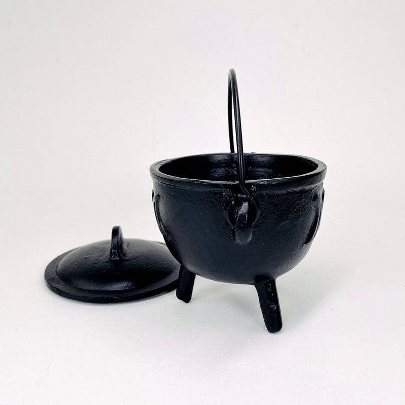 Crystal Cauldron with Triple Moon Accent Halloween Decor