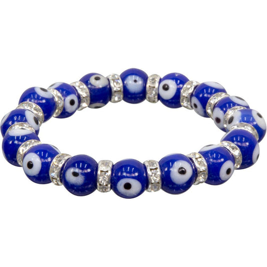 Glass Bead Evil Eye Bracelet with Sparkle Accents