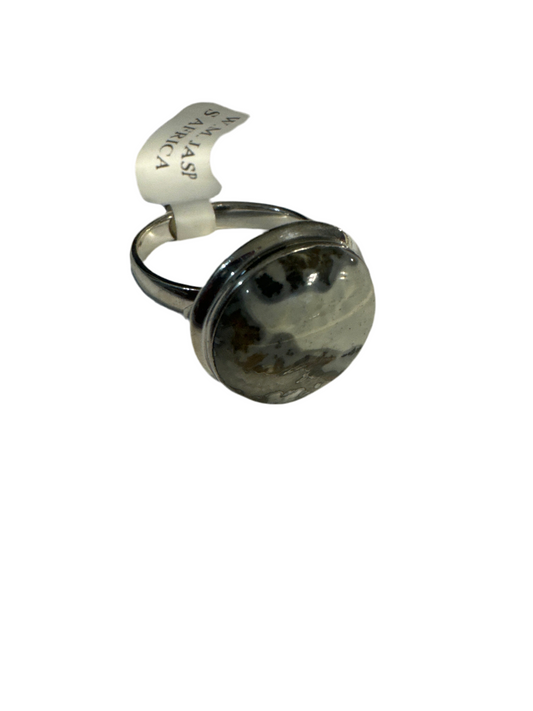 White Malingo Jasper Size 9 Sterling Silver Ring
