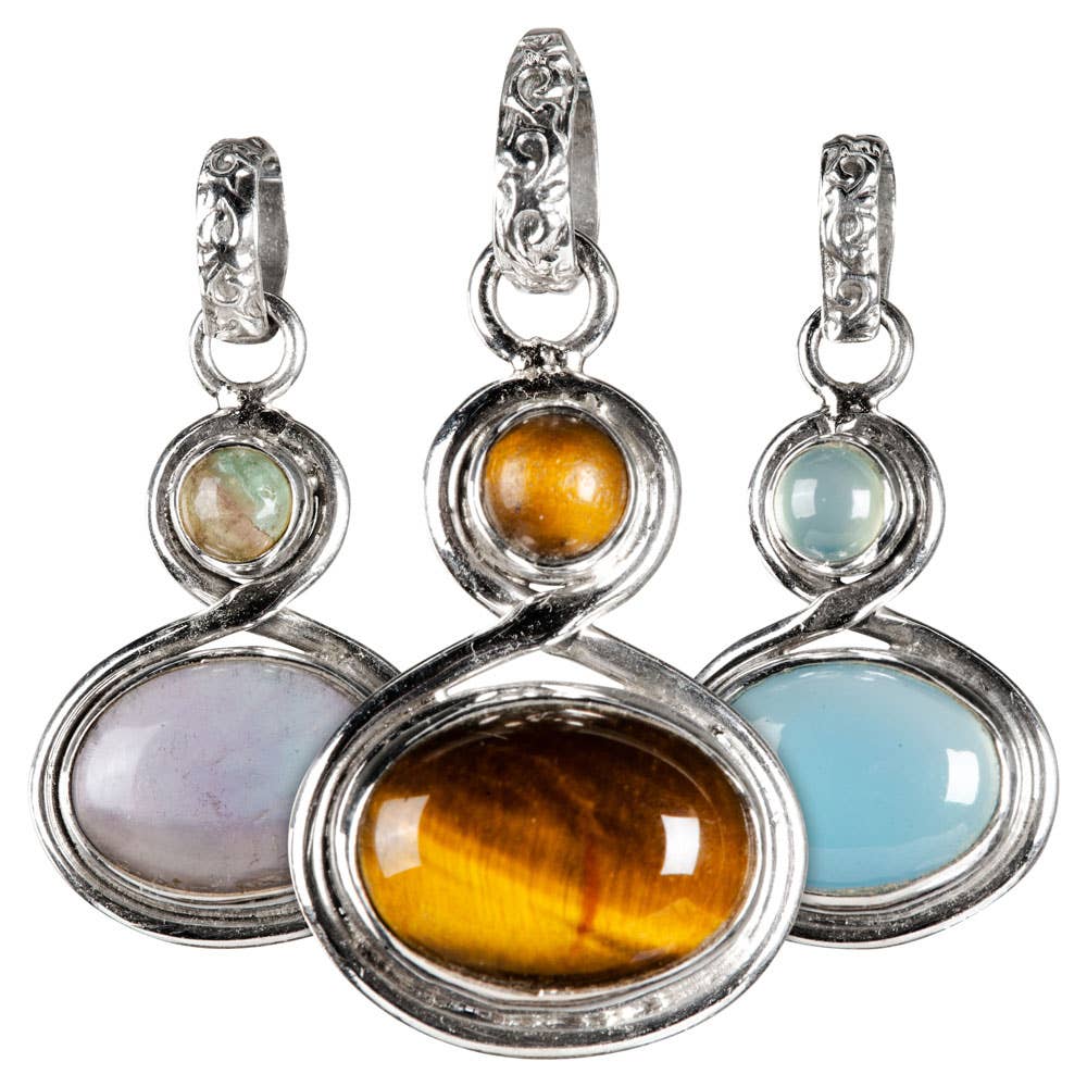 Sterling Silver Double Stone Pendant