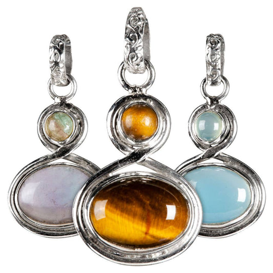Sterling Silver Double Stone Pendant