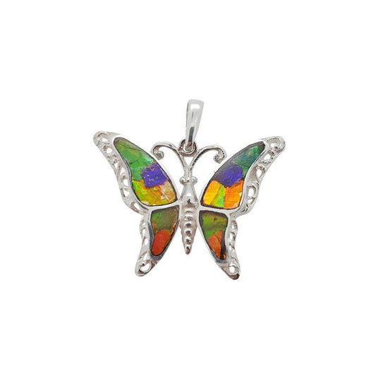 Ammonite Sterling Silver Butterfly Pendant