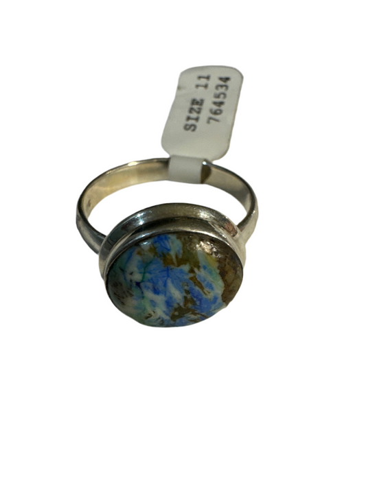 Turquoise Azurite Size 11 Sterling Silver Ring