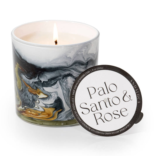 Palo Santo & Rose 14 oz. Swirl Glass Candle