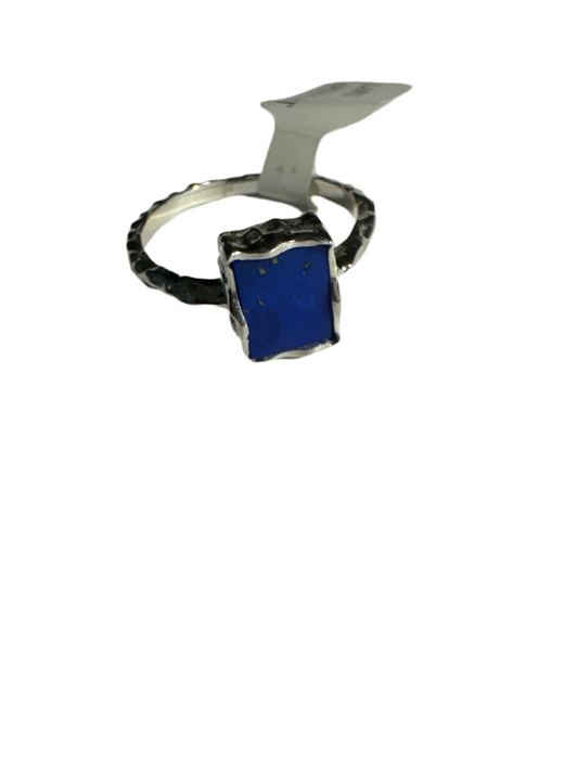 Lapis Lazuli Sterling Silver Rectangular Ring (Size 7)