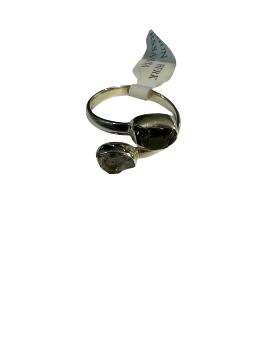 Shungite with Herkimer Diamond Size 9 Sterling Silver Ring