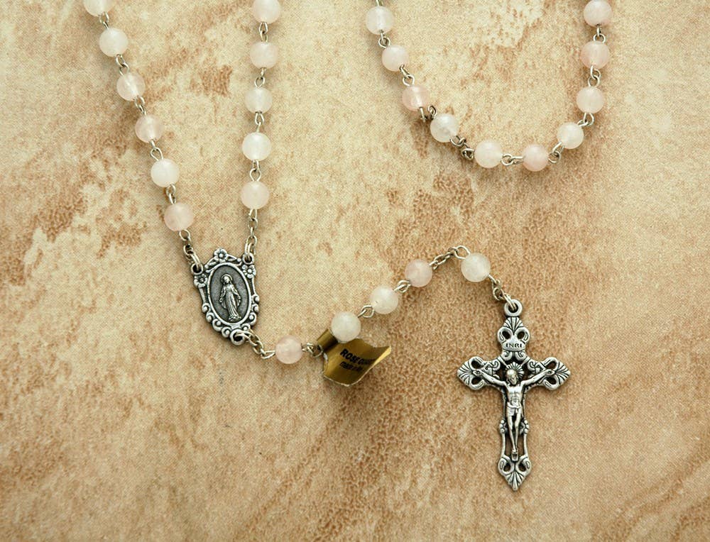 Italian Rosary Quartz Charm Pendant Necklace