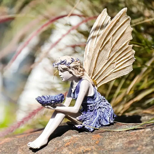 Flower Fairy Statue with Angel Wings