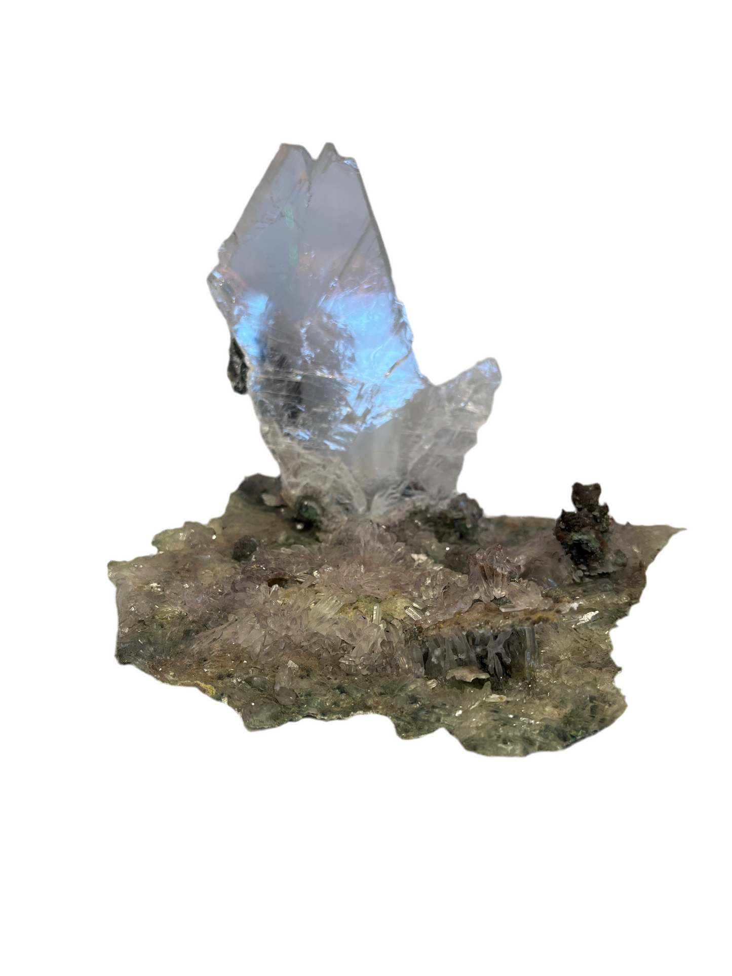 Gypsum In Amethyst  Quarts Specimen