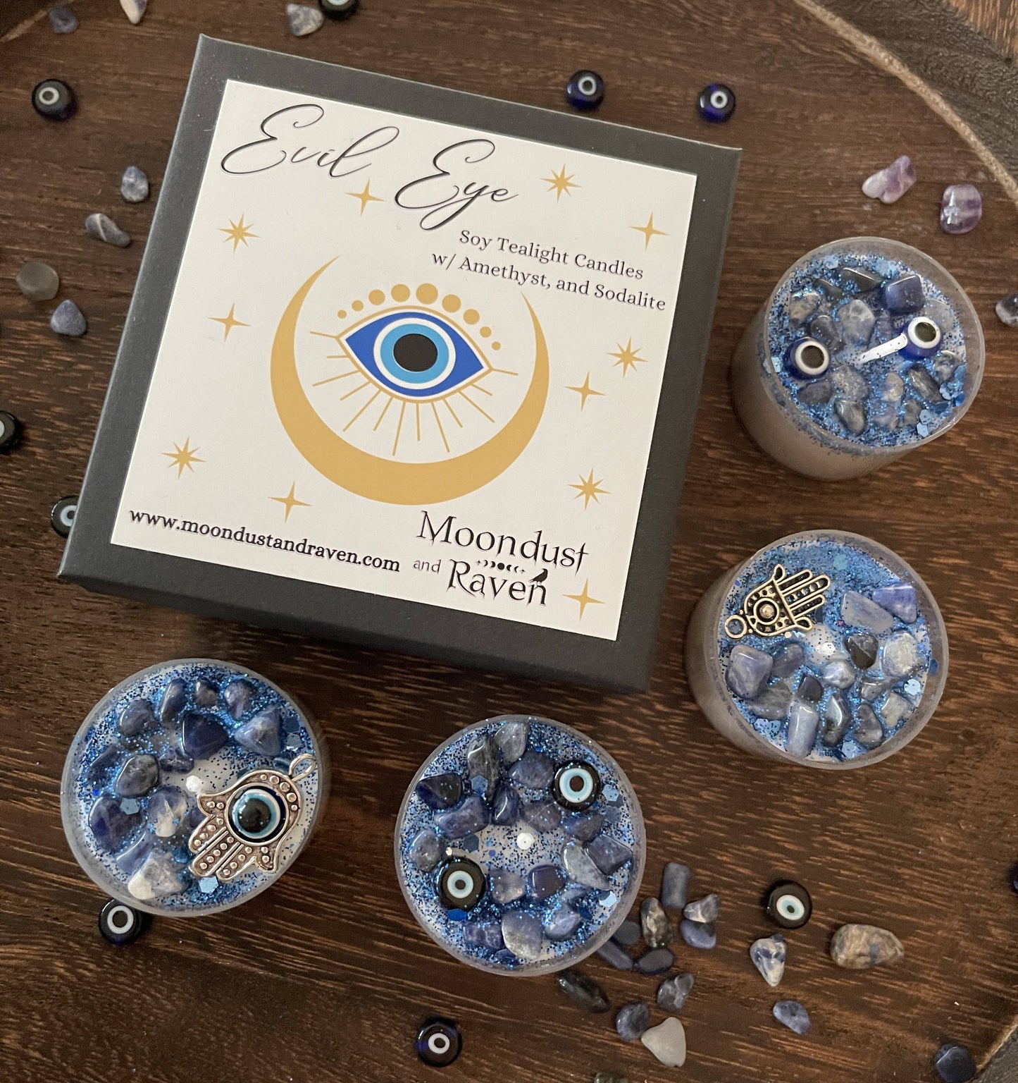 Evil Eye Tealight Crystal Candles