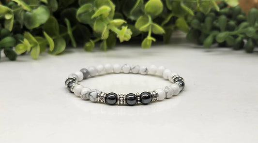 Hematite and White Howlite Bracelet