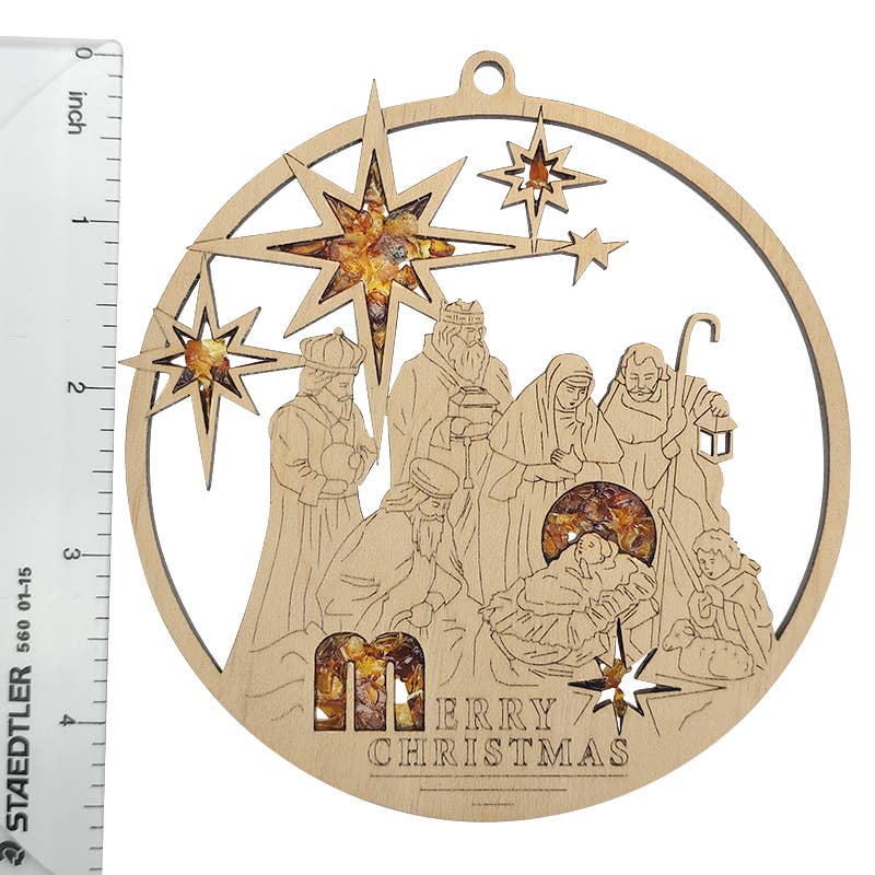 Amber Nativity Suncatcher And Magnet