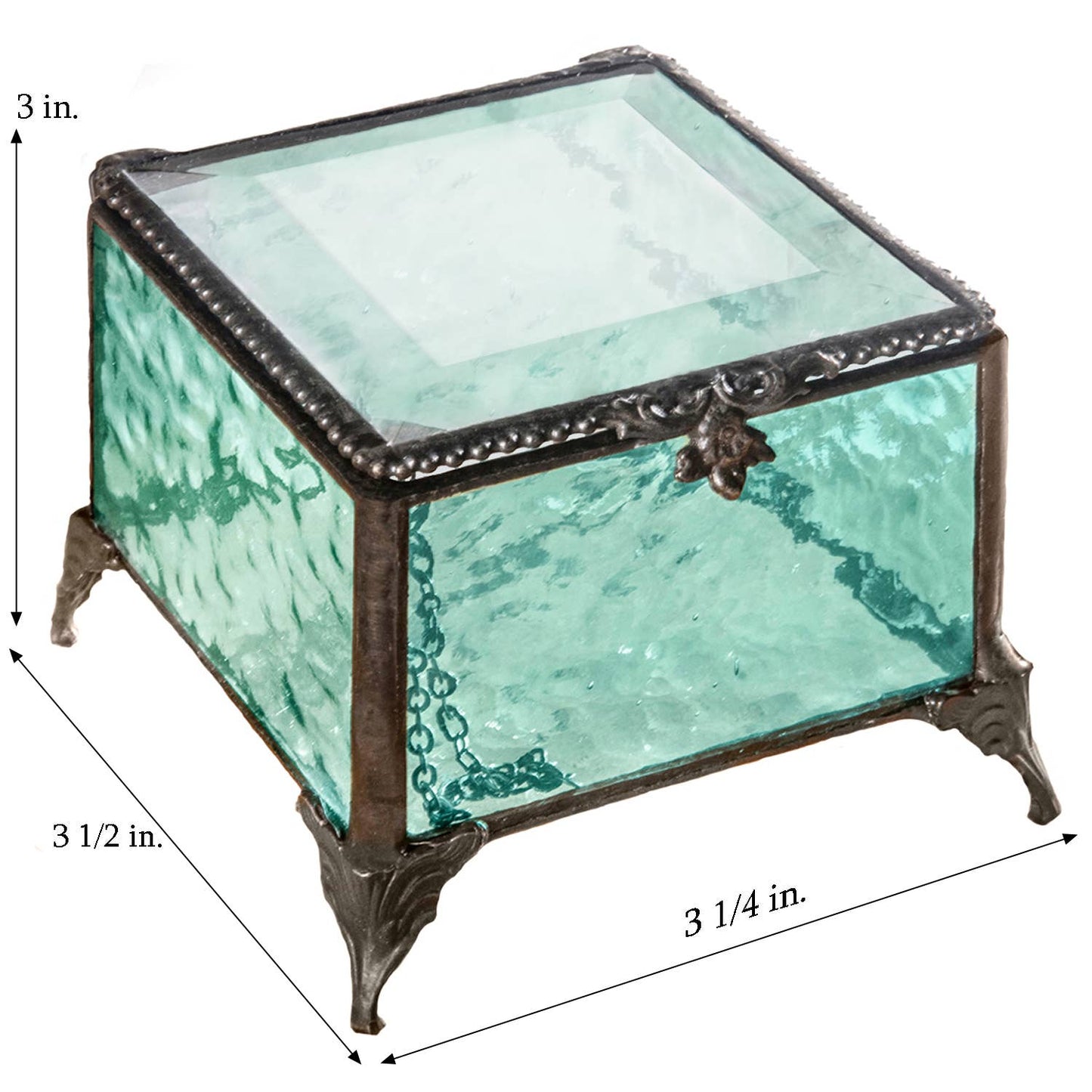 Turquoise Glass Decorative Jewelry Box | Vintage-Inspired Keepsake