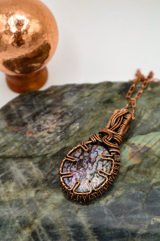 Abalone Shell Handmade Copper Wrapped Pendant