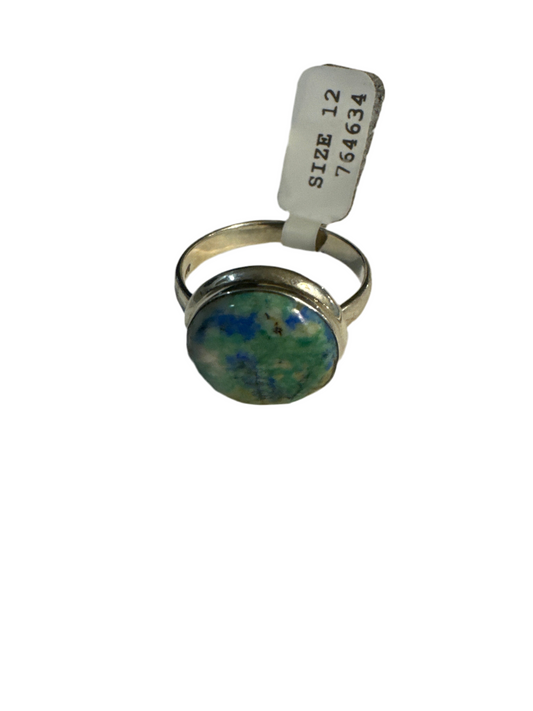 Turquoise Azurite Size 12 Sterling Silver Ring