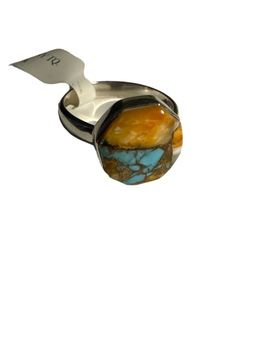 Spiny Oyster Arizona Turquoise Size 11 Sterling Silver Ring
