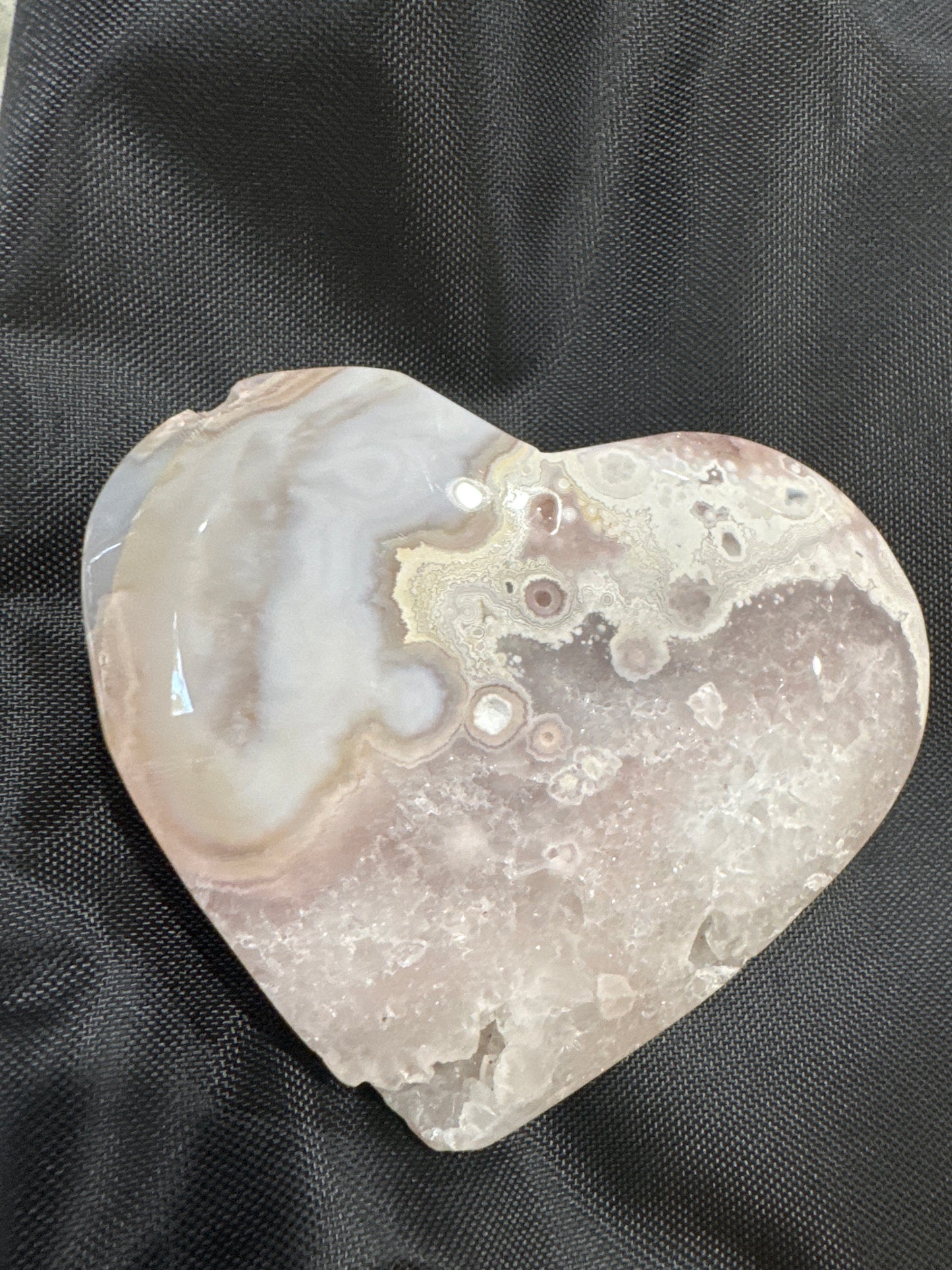 Pink Flower Agate Heart