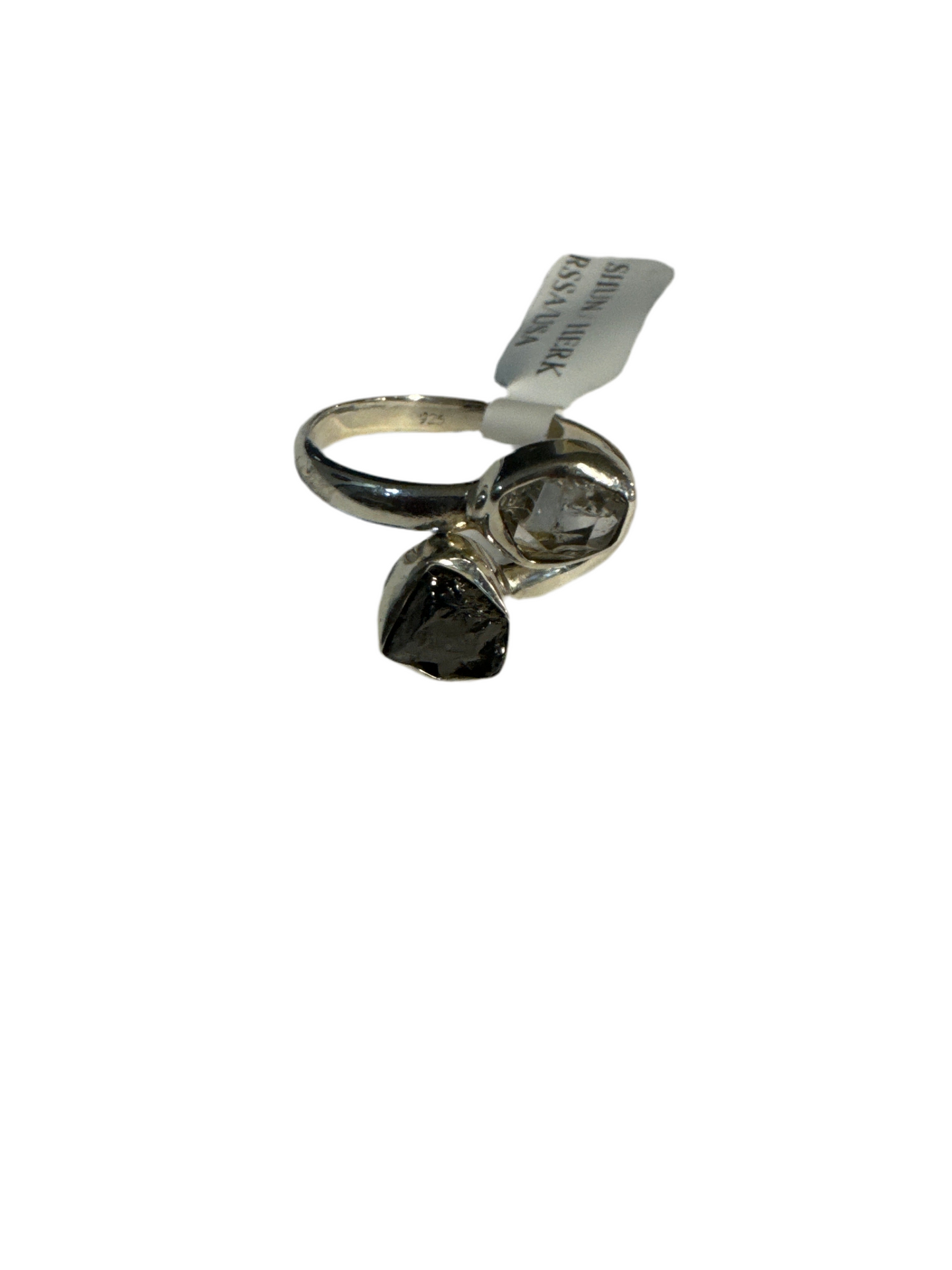 Shungite with Herkimer Diamond Size 10 Sterling Silver Ring