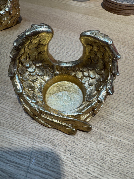 Gold Angel Wing Crystal Ball Or Tealight Holder