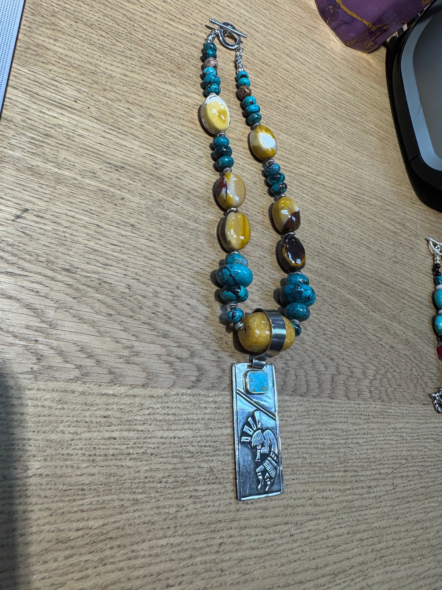 Kokopelli Agate & Turquoise Large Bead Necklace