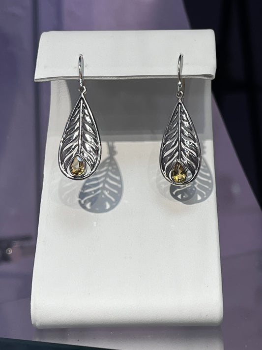Swarovski Tear Drop Earrings with Citrine