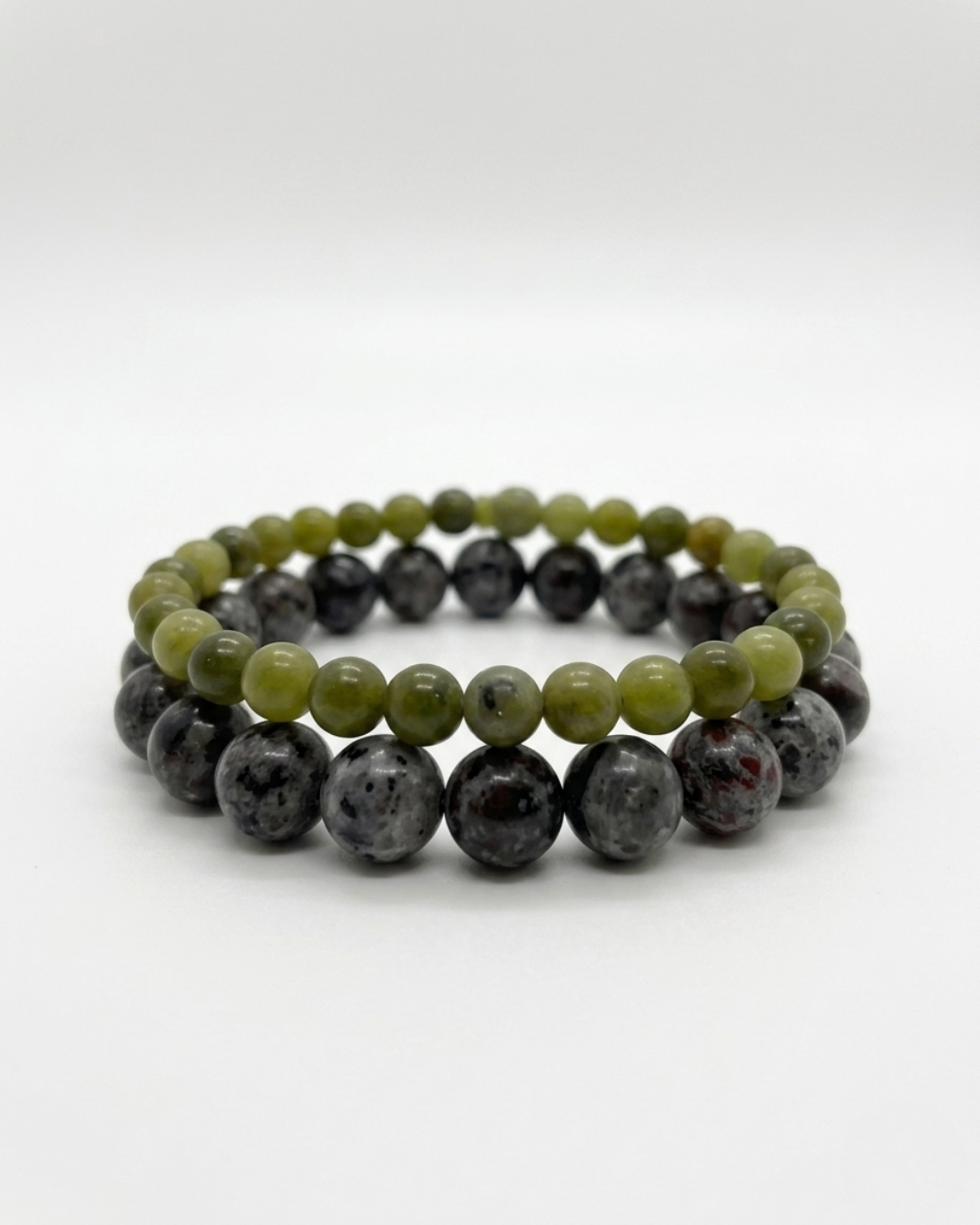 Summer Solstice Yooperlite (8mm) & Jade Bracelet (4mm) Power Pair