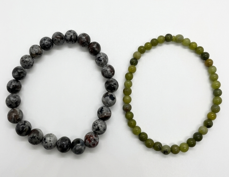 Summer Solstice Yooperlite (8mm) & Jade Bracelet (4mm) Power Pair