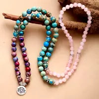 The Rose Quartz and Mixed Gemstone Mala Prayer Beads (8mm)