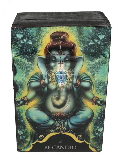 Ganesha Themed Black Wooden Jewerly or Tarot Storage Box