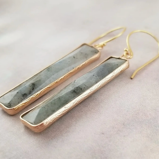 Crystal Bar Earrings - Labradorite / Transformation