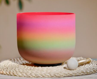 432Hz 8" F Heart Chakra Rainbow Color Crystal Singing Bowl Sound Heal Bath