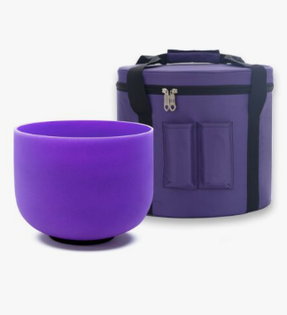 8 Inch Purple B Note Crystal Singing Bowl Crown Chakra with Carrying Case